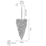 PENDENTE HERA 21XE14 D90XA150CM