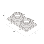 Spot de Embutir Micro Borda Recuado Quadrado Articulável Duplo Dicróica 2x MR16